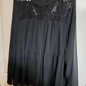 Elegant Black Lace Women's Blouse